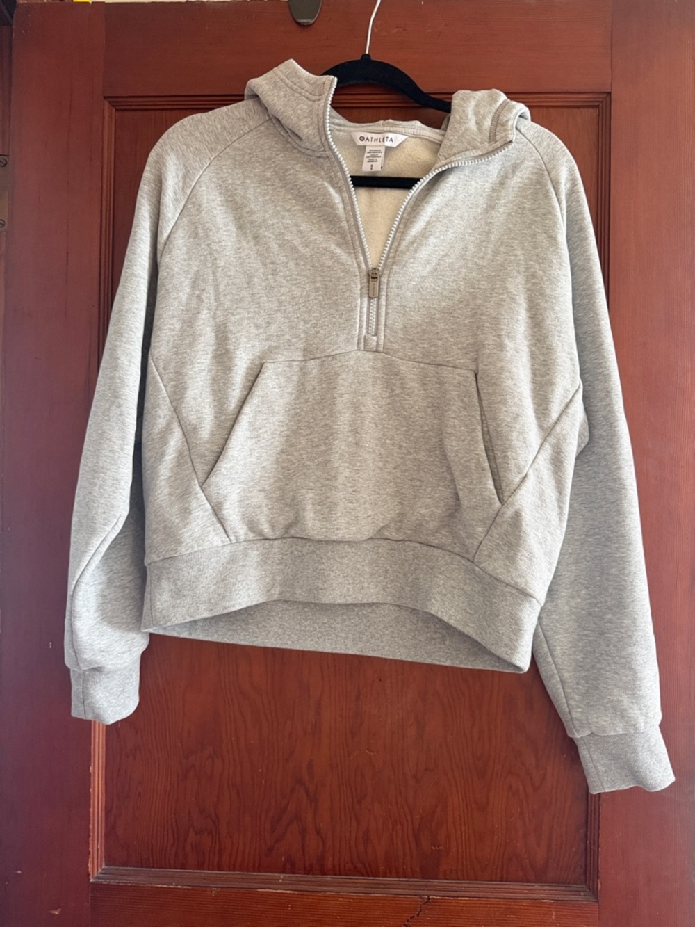 Athleta Heather Gray Half-Zip Crew Sweatshirt